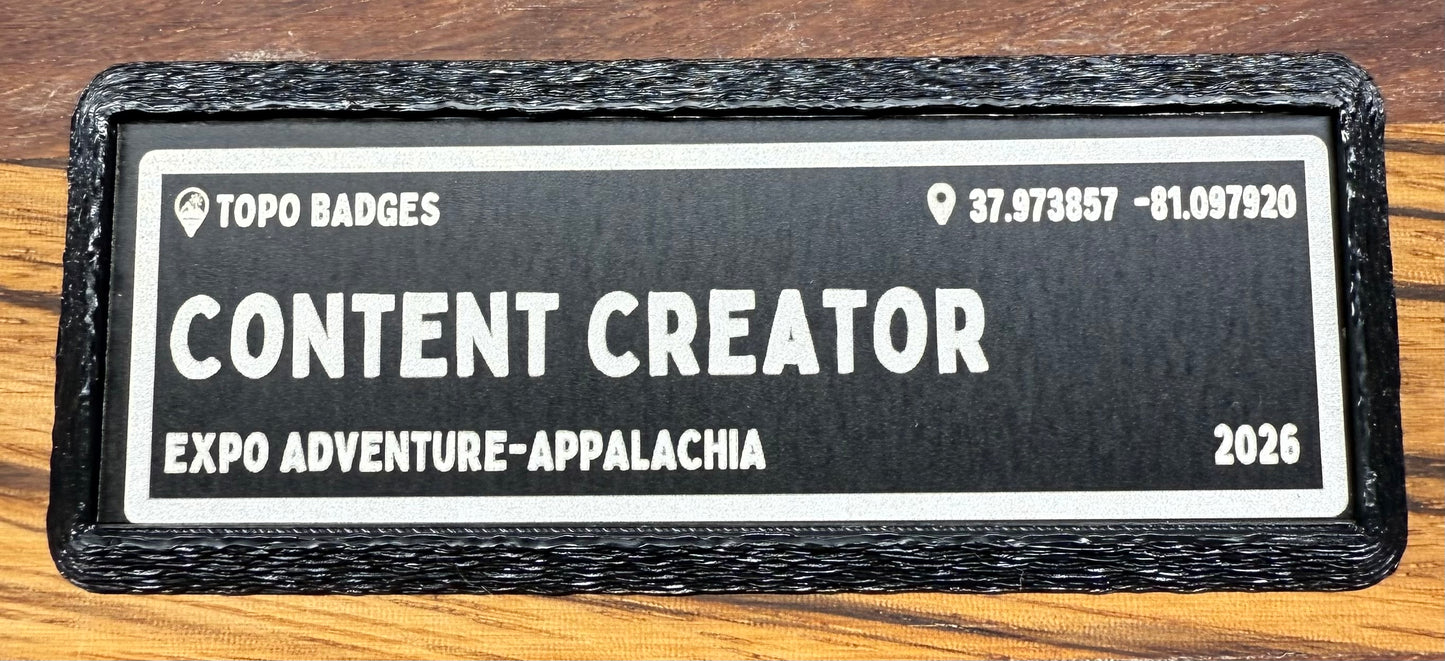 Topo Badge - Content Creator - Expo Adventure 2026
